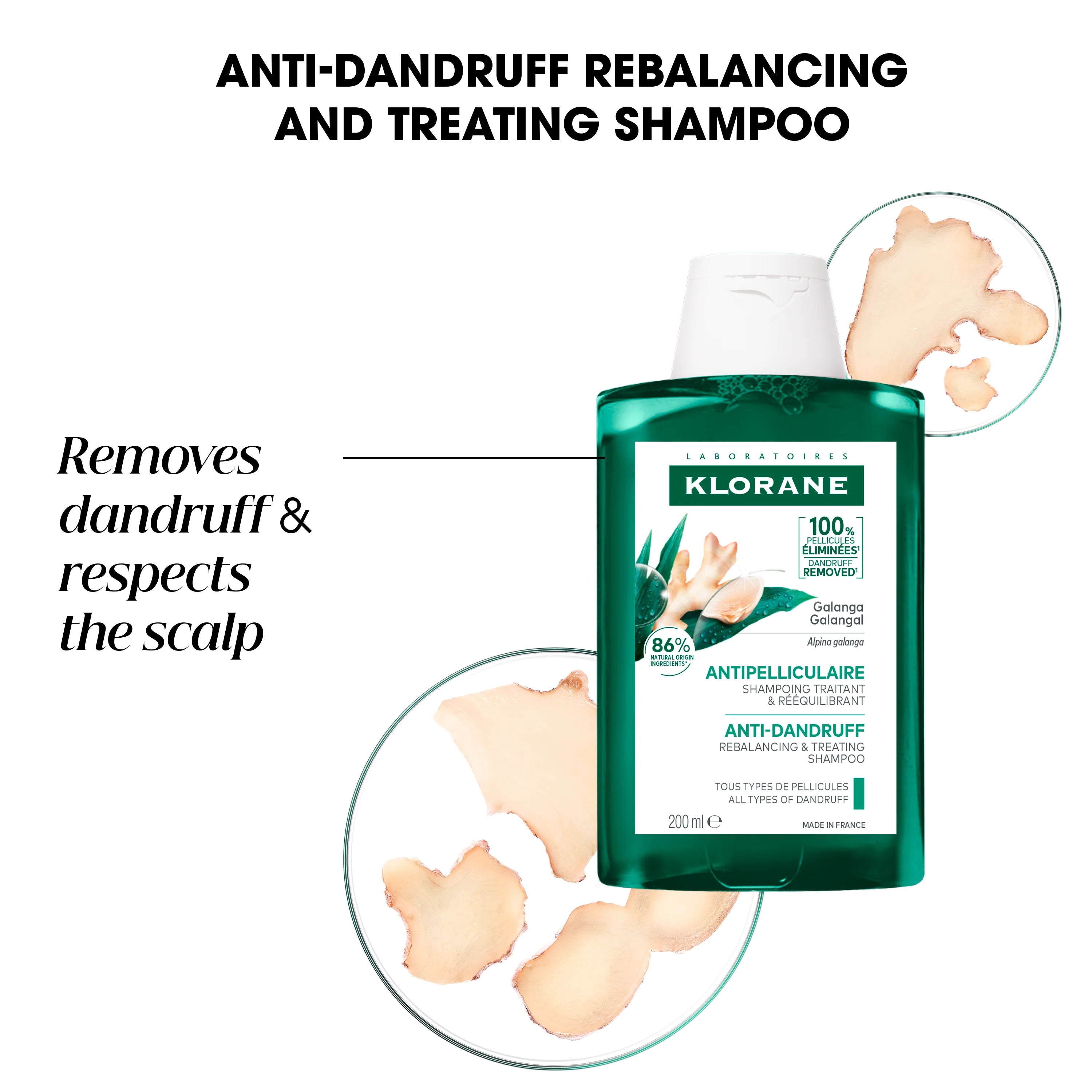 Klorane Anti-Dandruff Rebalancing & Treating Shampoo with Galanga 200ml — image 2