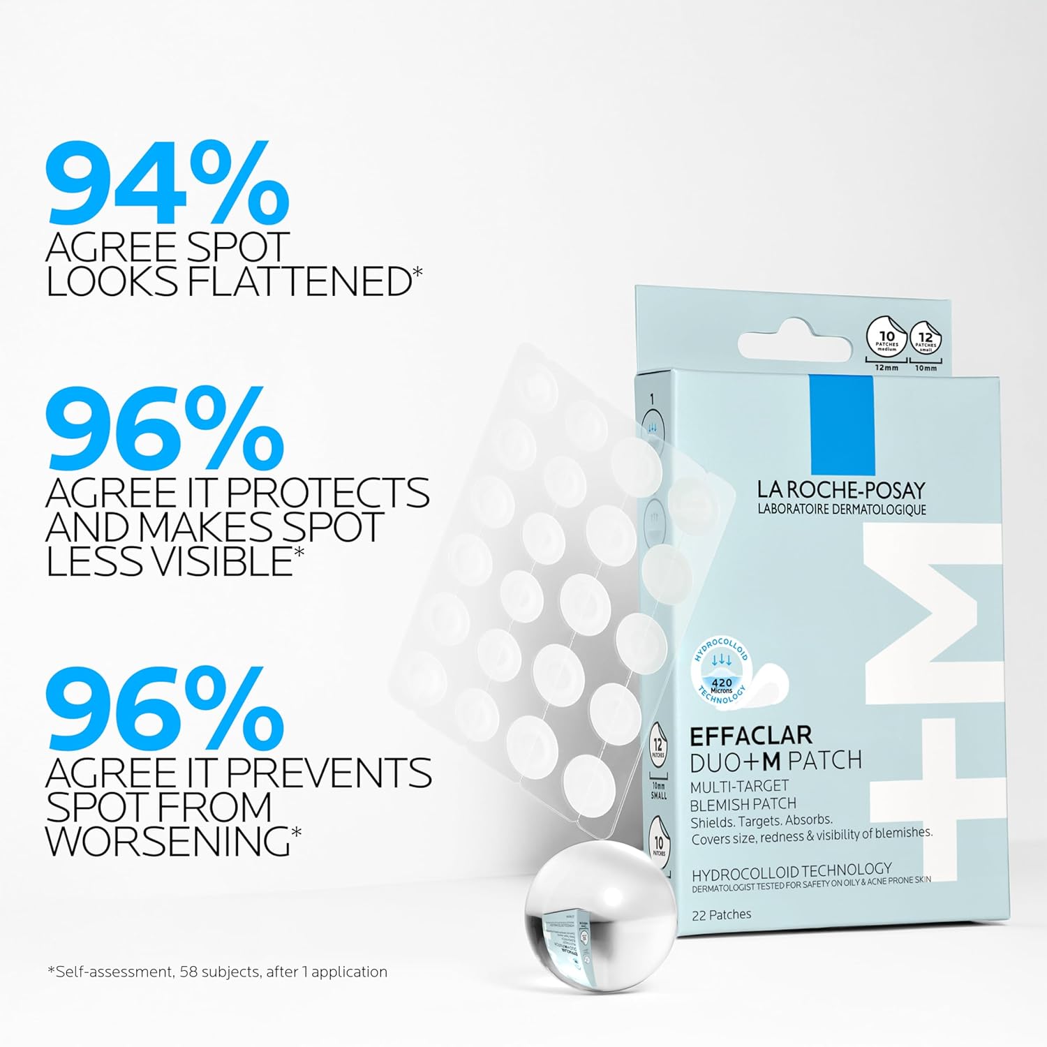 La Roche-Posay Effaclar Duo+M 3H Invisible Pimple Patch Spot Treatment For Acne-Prone Skin, 22 Patches per Pack — image 2