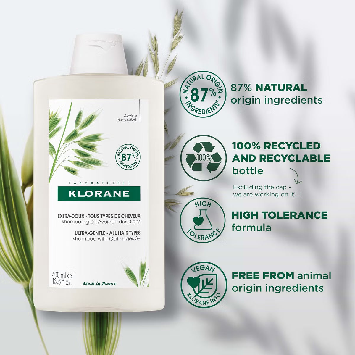 Klorane Ultra-Gentle Daily & High Tolerance Shampoo with Oat 400ml — image 4
